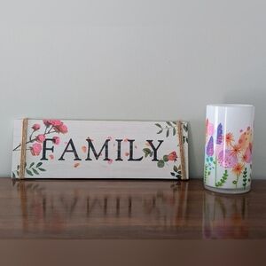Floral “Family” Floral Sign | Farmhouse Decor | Cottage Style Wall or Shelf